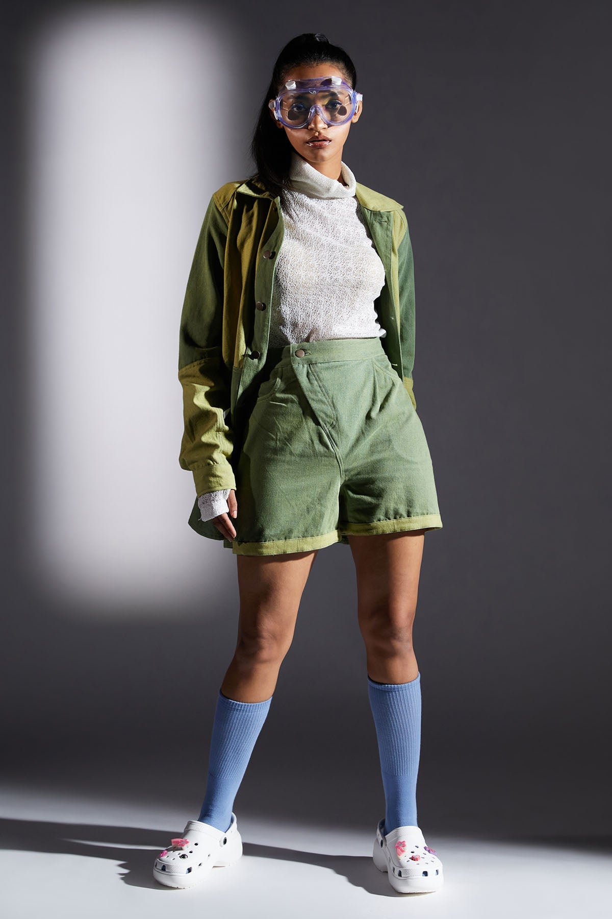 Green Button-Up Denim Jacket for women